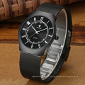 WWOOR 8829 China manufacturer IP black stainless steel quartz wrist watch men mesh band with wholesales price